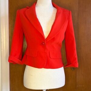 Forever 21 Red Cropped Blazer Jacket Size S Tailored Single Button